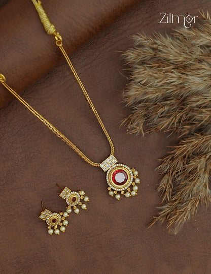 AD Stone Round Pendant Necklace & Earring Set - ZL1012386