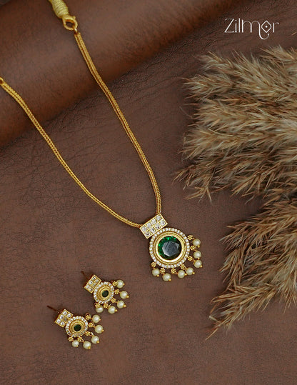 AD Stone Round Pendant Necklace & Earring Set - ZL1012386