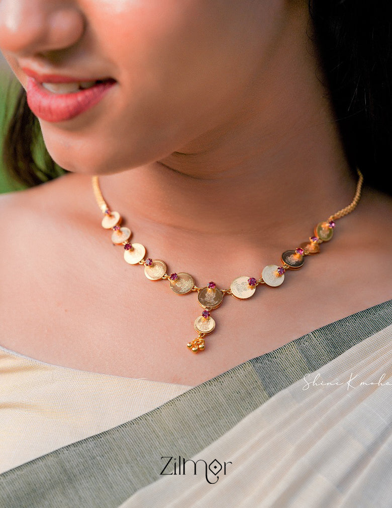 Goldtone Kaashu Lakshmi Coin Short Necklace AG100175 1-Zilmor