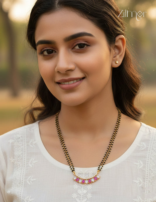 AG1011555 - Gold Plated AD Stone Pendant Mangalsutra Necklace