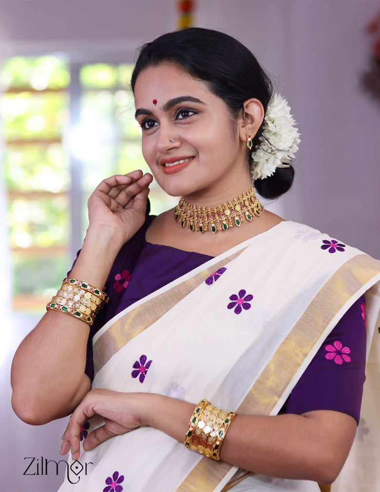 AG101375 - Gold tone Lakshmi coin with Nagapadam Kaashu Bridal Choker Necklace 4-Zilmor