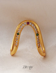AG101483 - Gold Plated AD Vanki  V-Shaped Ring (color option) 1-Zilmor