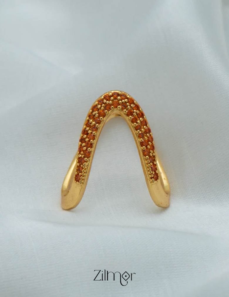 AG101484 - Gold Plated AD Vanki V- Shaped Ring (color option) 10-Zilmor