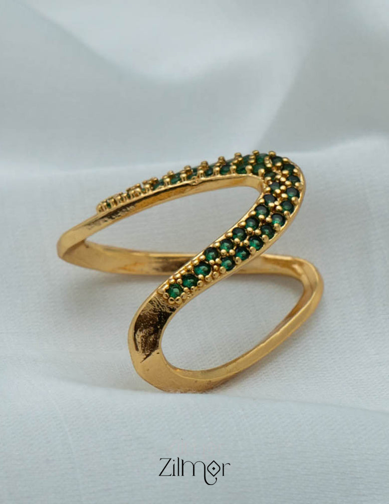 AG101484 - Gold Plated AD Vanki V- Shaped Ring (color option) 11-Zilmor