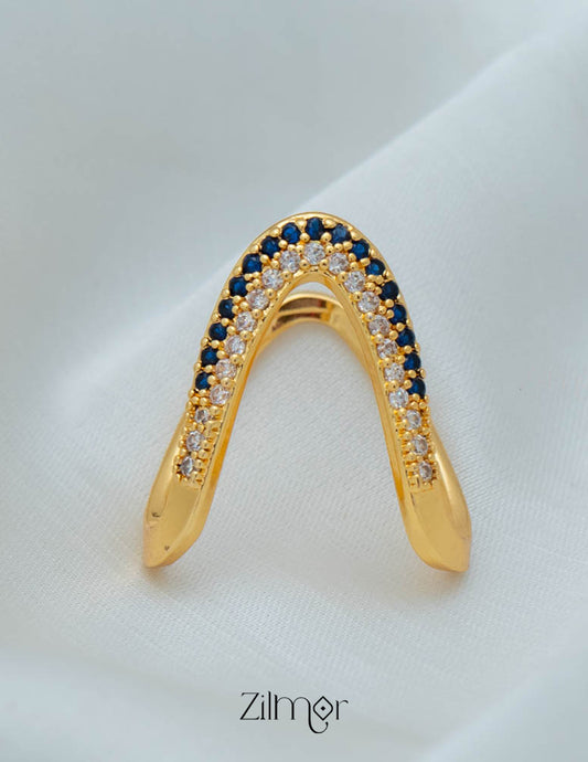 AG101484 - Gold Plated AD Vanki V- Shaped Ring (color option)