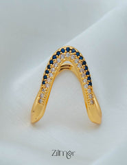 AG101484 - Gold Plated AD Vanki V- Shaped Ring (color option) 1-Zilmor