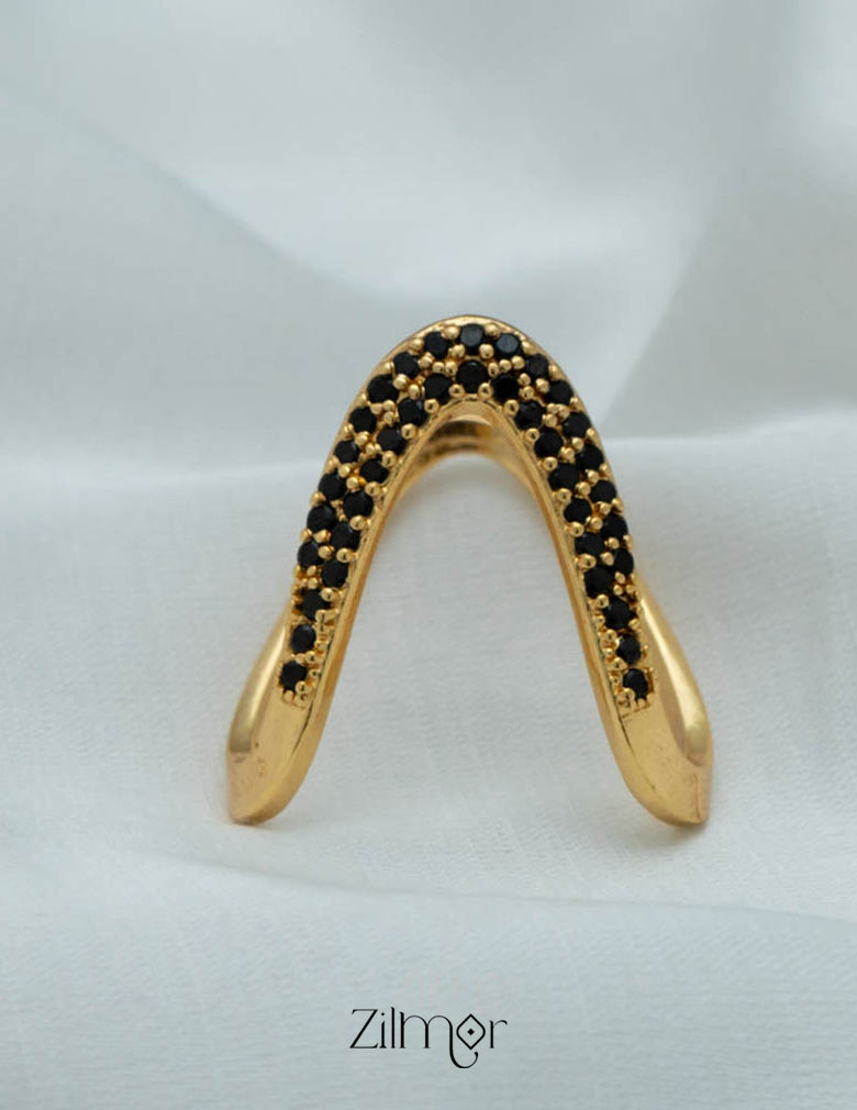 AG101484 - Gold Plated AD Vanki V- Shaped Ring (color option) 3-Zilmor