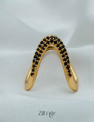 AG101484 - Gold Plated AD Vanki V- Shaped Ring (color option) 3-Zilmor