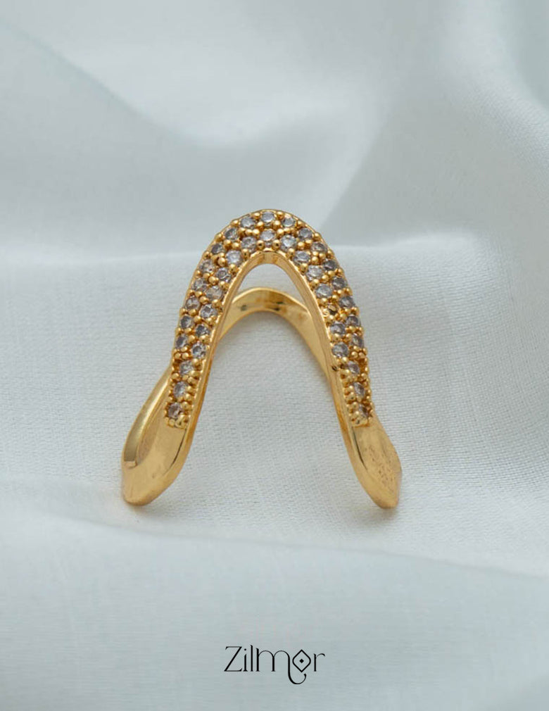 AG101484 - Gold Plated AD Vanki V- Shaped Ring (color option) 5-Zilmor
