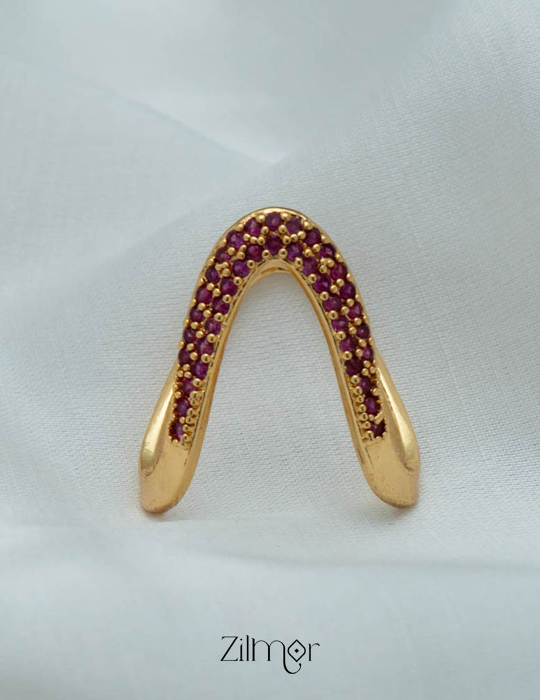AG101484 - Gold Plated AD Vanki V- Shaped Ring (color option) 7-Zilmor