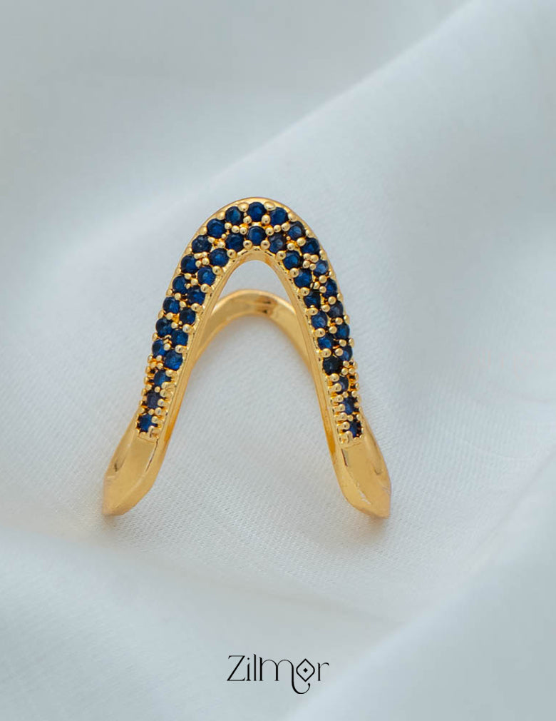 AG101484 - Gold Plated AD Vanki V- Shaped Ring (color option) 9-Zilmor