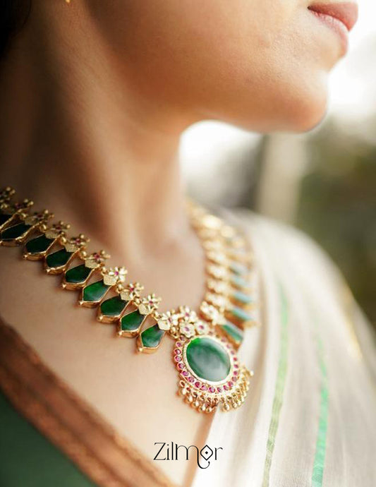 AG101496  - Gold tone Nagapadam Necklace