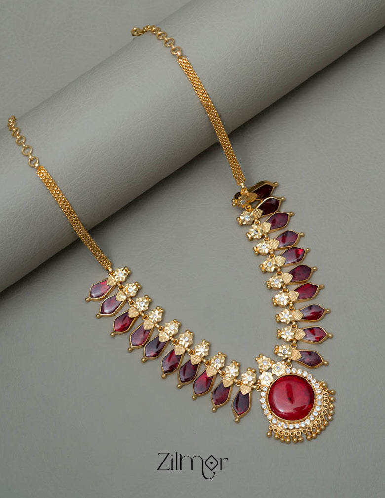 AG101496  - Gold tone Nagapadam Necklace