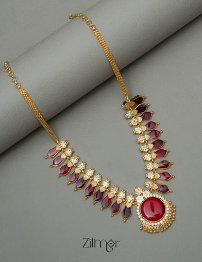 AG101496  - Gold tone Nagapadam Necklace