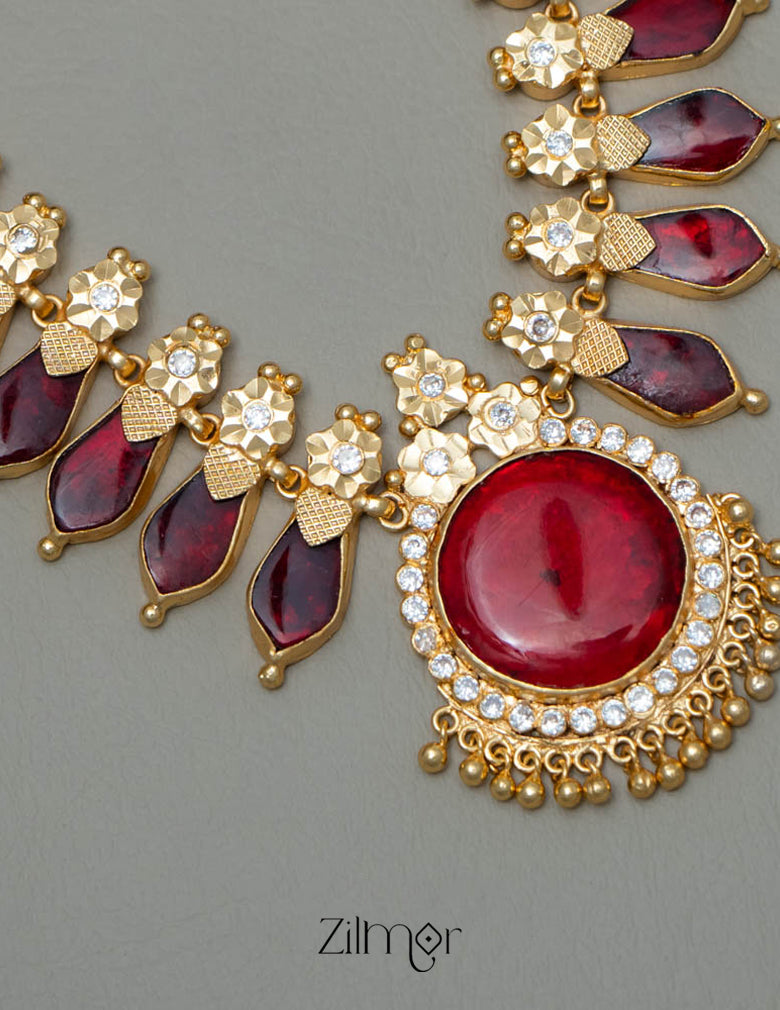 AG101496  - Gold tone Nagapadam Necklace