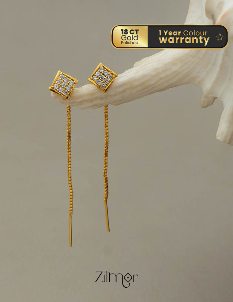 AG101686 - Thread and Needle AD Stone Earrings 1-Zilmor