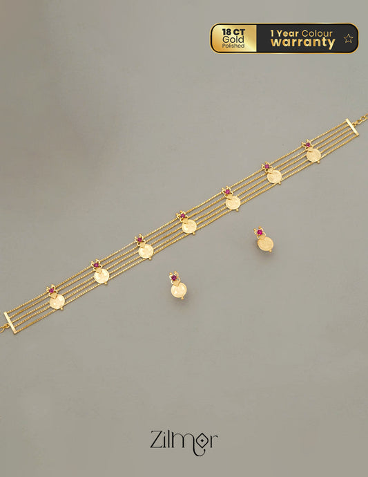 KY1011761- Gold tone Kashu Lakshmi choker Necklace with matching Earring Bangle set combo 2-Zilmor