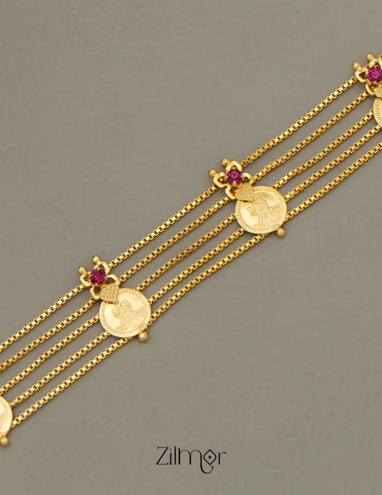AG101758 - Gold tone Kashu Lakshmi choker Necklace with matching Earring 3-Zilmor