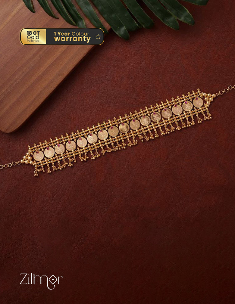 AG200105 Gold tone Lakshmi coin Bridal choker necklace 3-Zilmor