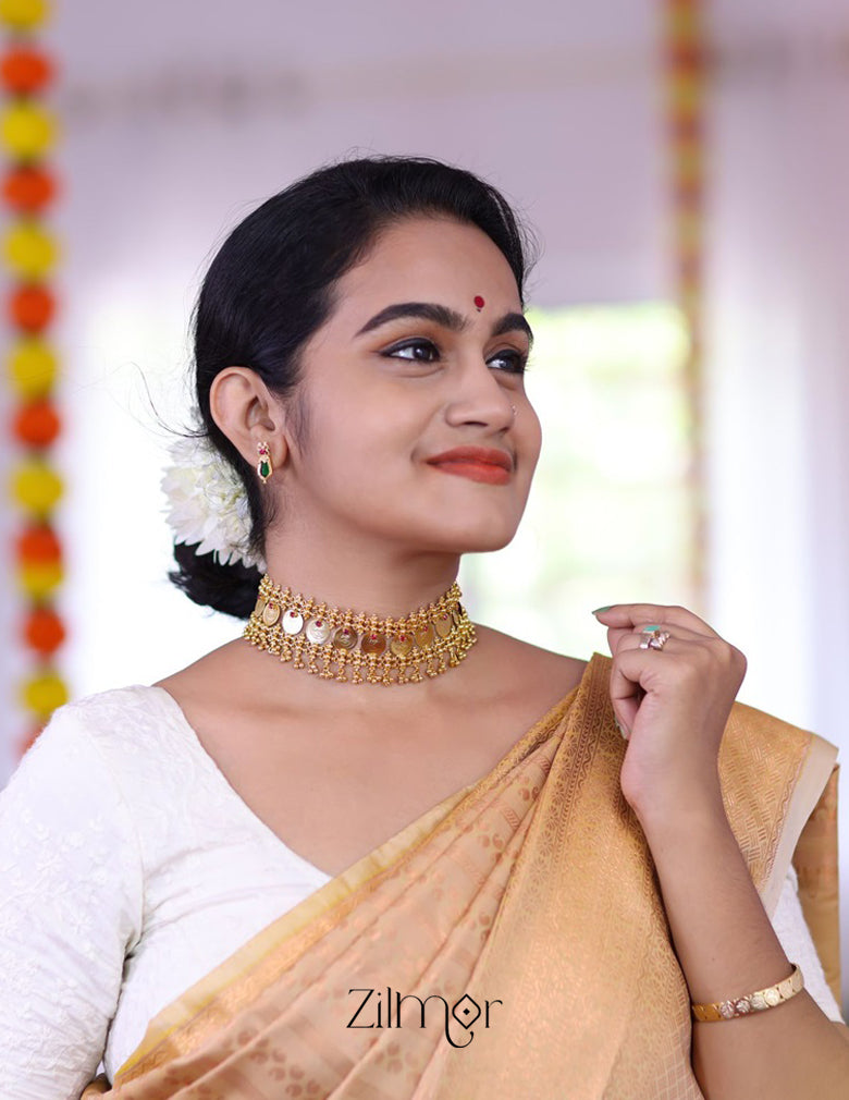 AG200105 Gold tone Lakshmi coin Bridal choker necklace 4-Zilmor