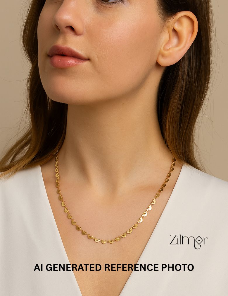KT1011683- Gold toned Simple Star Moon Chain Necklace 3-Zilmor