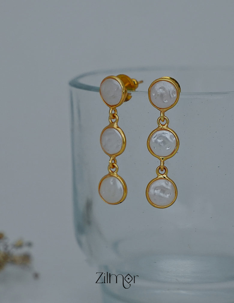AS1011145 - 3 Layers Fresh water Coin Pearl dangle Earrings 1-Zilmor