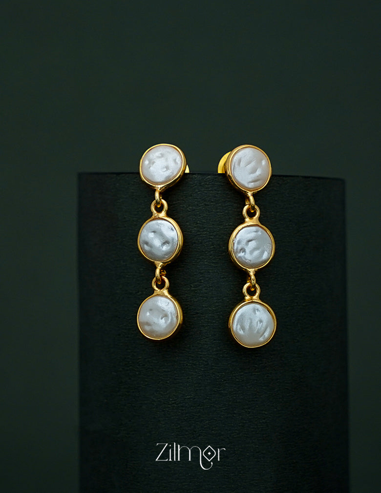 AS1011145 - 3 Layers Fresh water Coin Pearl dangle Earrings 2-Zilmor