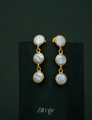 AS1011145 - 3 Layers Fresh water Coin Pearl dangle Earrings 2-Zilmor