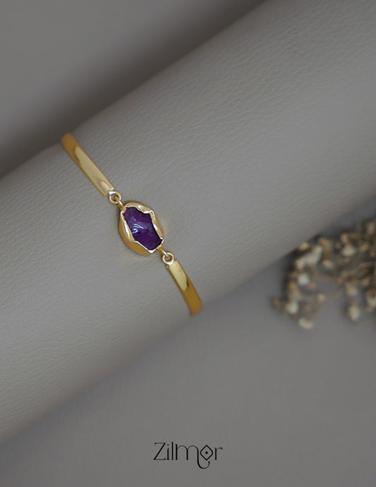 AS1011182 - Gold Toned Adjustable Natural Stone  Bangle
