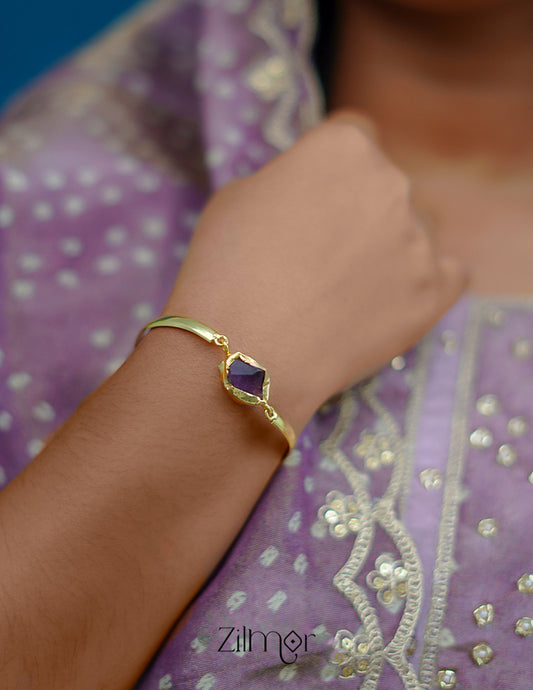 AS1011182 - Gold Toned Adjustable Natural Stone  Bangle