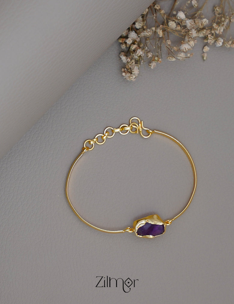 AS1011182 - Gold Toned Adjustable Natural Stone  Bangle 3-Zilmor