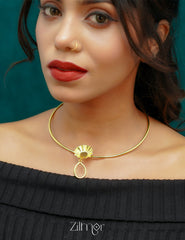 AS1011267 - Hanging  Flower Collar Choker Necklace 1-Zilmor