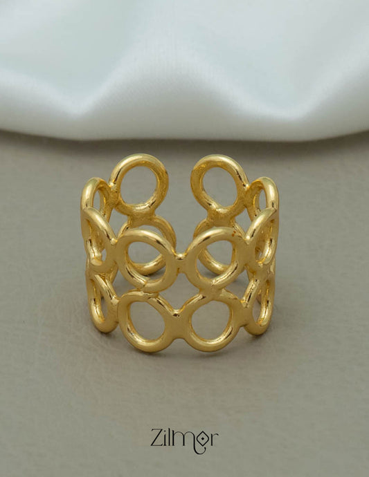 AS101129 - Double Layer Hollow Golden Rings