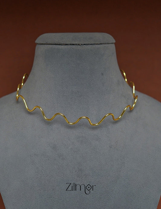 AS1011331 - Zig Zag Collar Choker Necklace