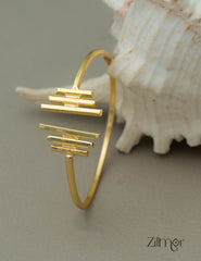 AS101136 - Gold Plated Triple Double Side Bar Adjustable Bangle 1-Zilmor