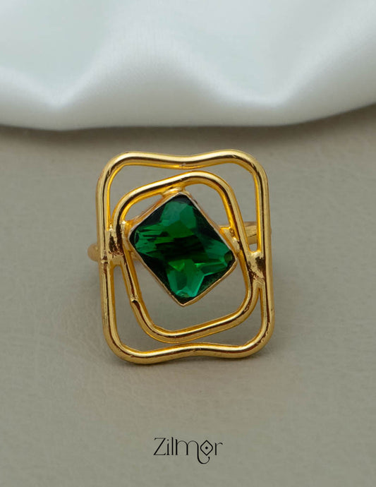 AS101138 - Rectangular Shape Golden Ring (color option)