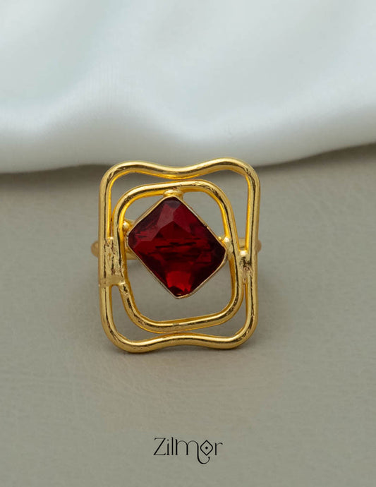 AS101138 - Rectangular Shape Golden Ring (color option)