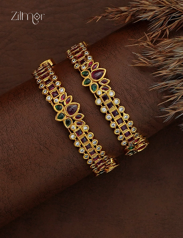 Ad Stone with Antique Traditional Kemp Lotus Bangle - SC1012856