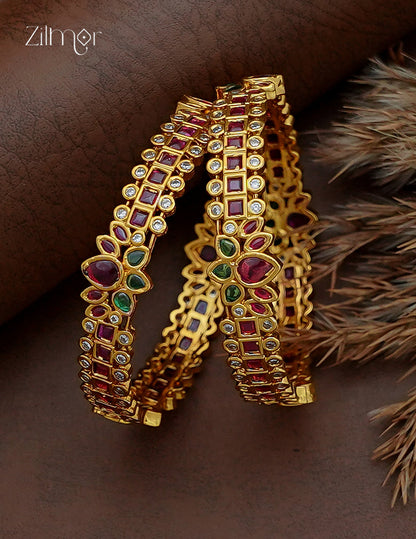 Ad Stone with Antique Traditional Kemp Lotus Bangle - SC1012856