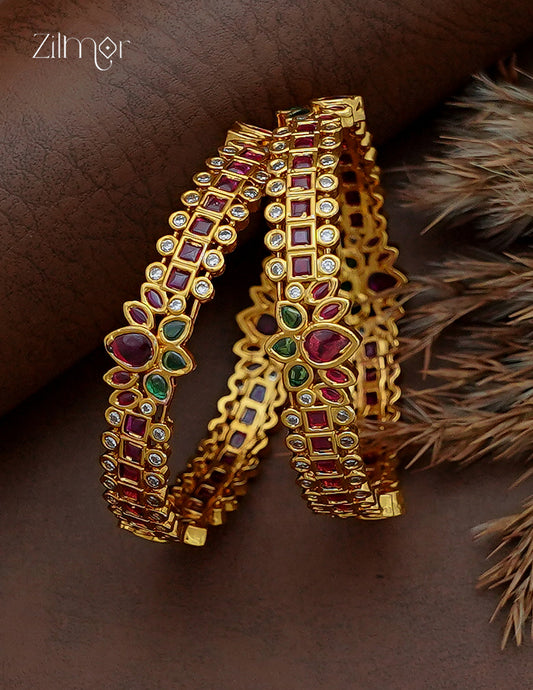 Ad Stone with Antique Traditional Kemp Lotus Bangle - SC1012856