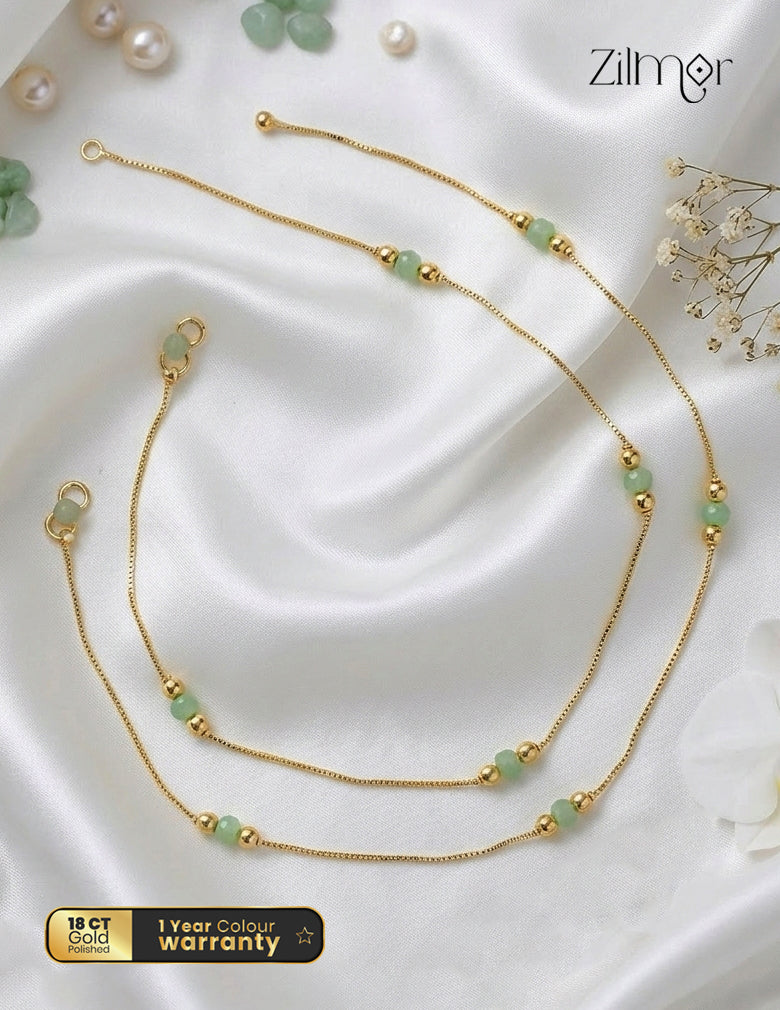 Gold Toned  bead pair Anklet-2