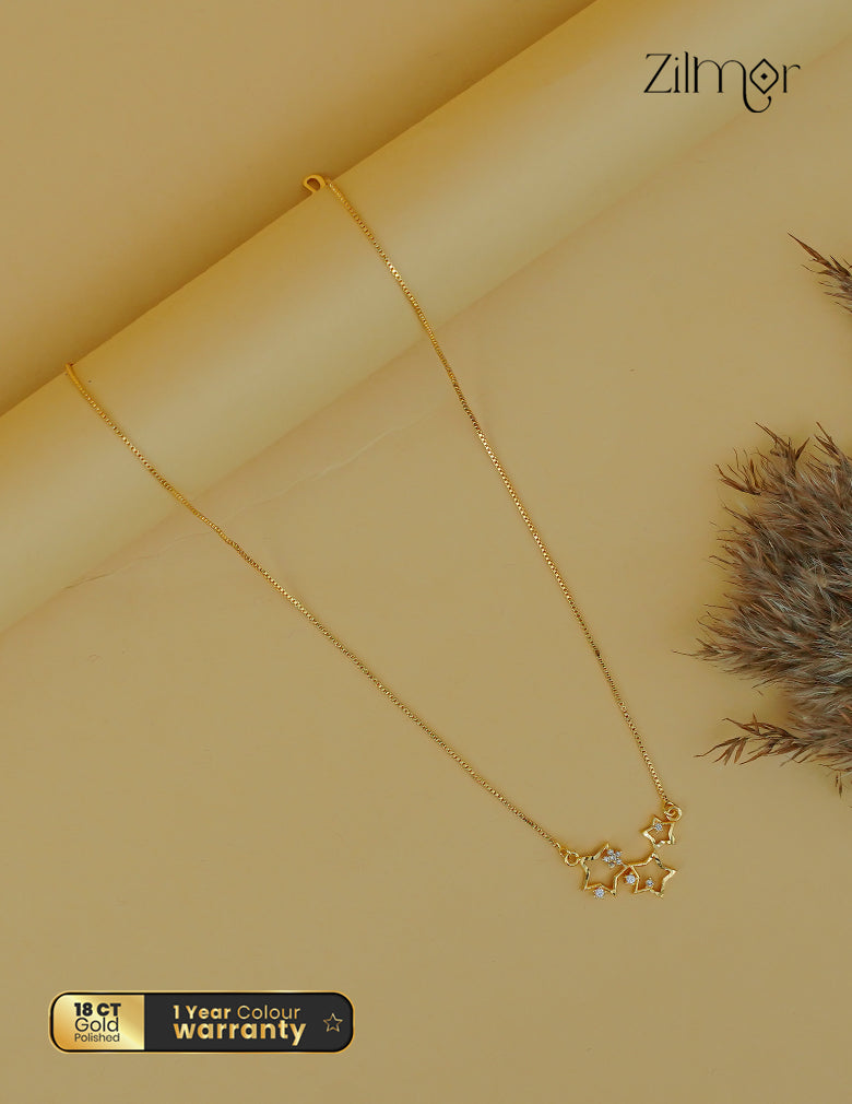 Anti Tarnish AD Stone  Simple Chain Necklace-1