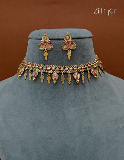Antique Alila Elakkathali Necklace Set with Matching Earrings | NV1012693