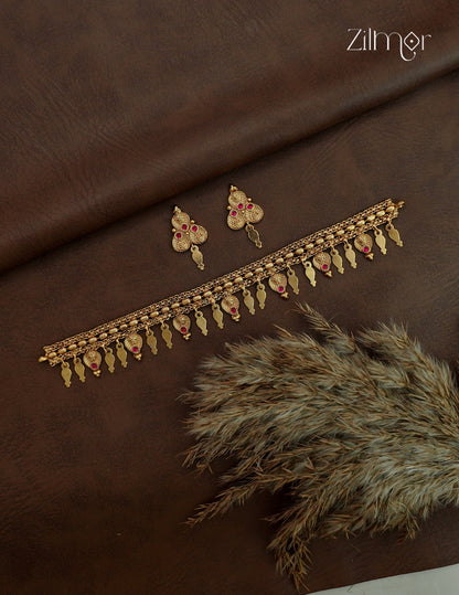 Antique Alila Elakkathali Necklace Set with Matching Earrings | NV1012693