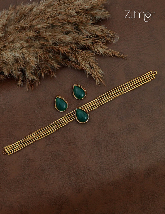 Antique Choker Necklace Set with Earrings | Traditional Indian Jewelry- NV1012700