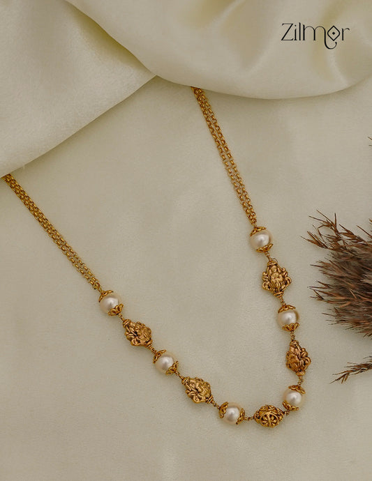 Antique Gold Bead Pearl Necklace - SG1013040