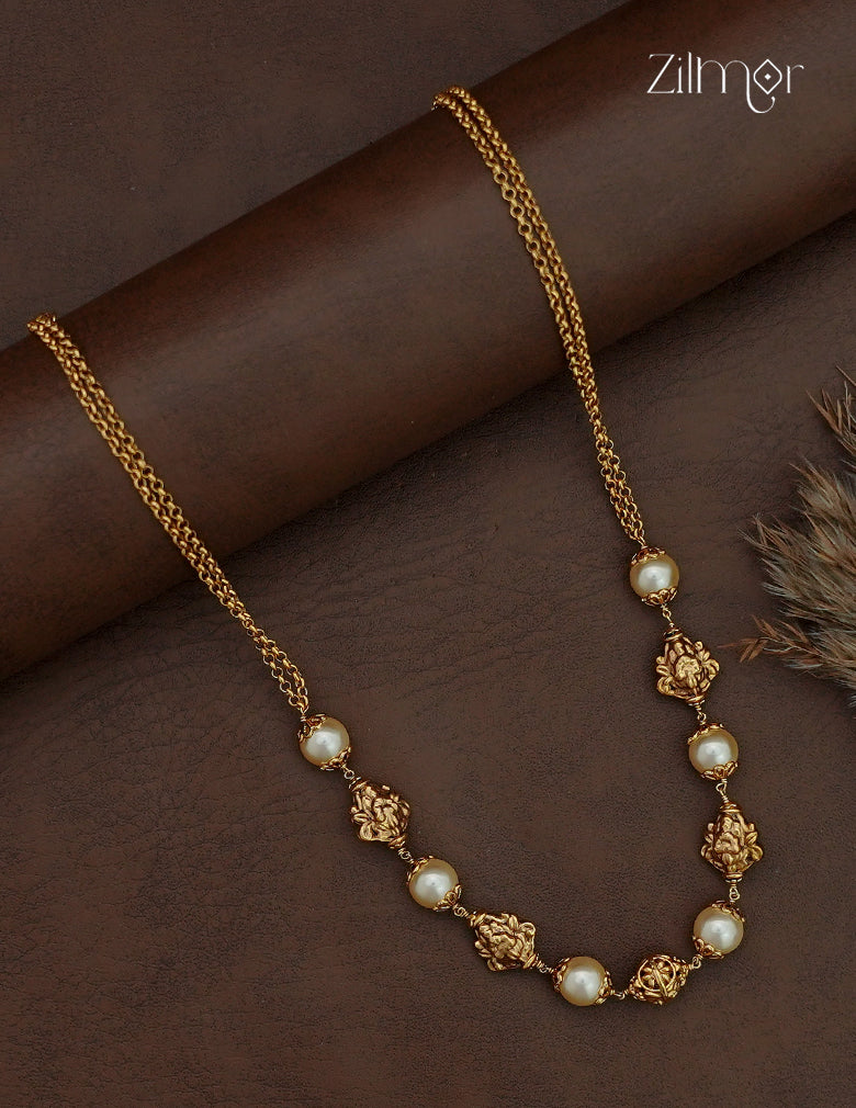Antique Gold Bead Pearl Necklace - SG1013040