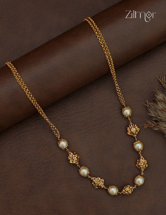 Antique Gold Bead Pearl Necklace - SG1013040