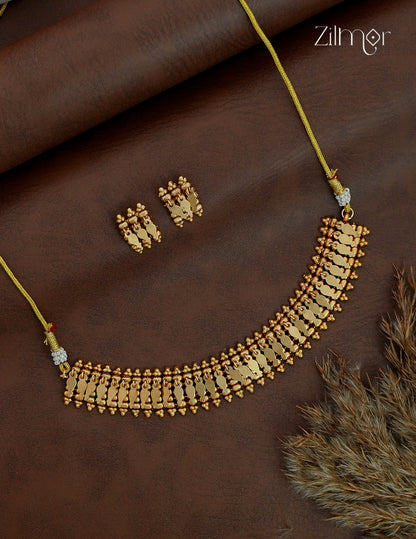 Antique Gold Elakka Thaali Choker Necklace Set - NV1012591