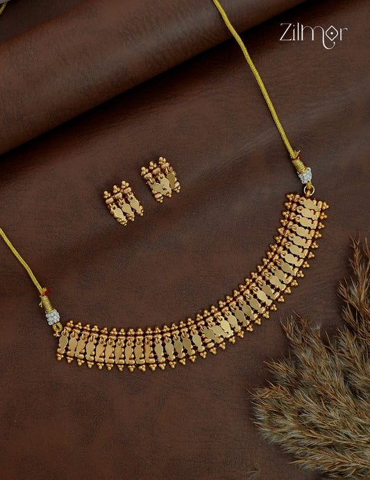 Antique Gold Elakka Thaali Choker Necklace Set - NV1012591